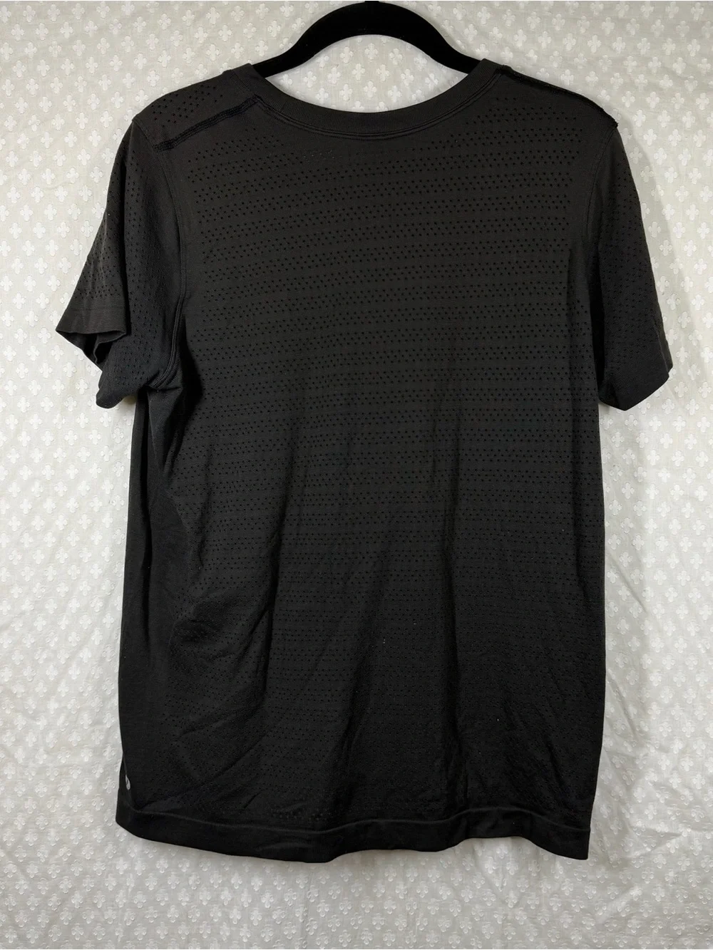 Lululemon Black Eyelet Breeze By Short Sleeve Tee